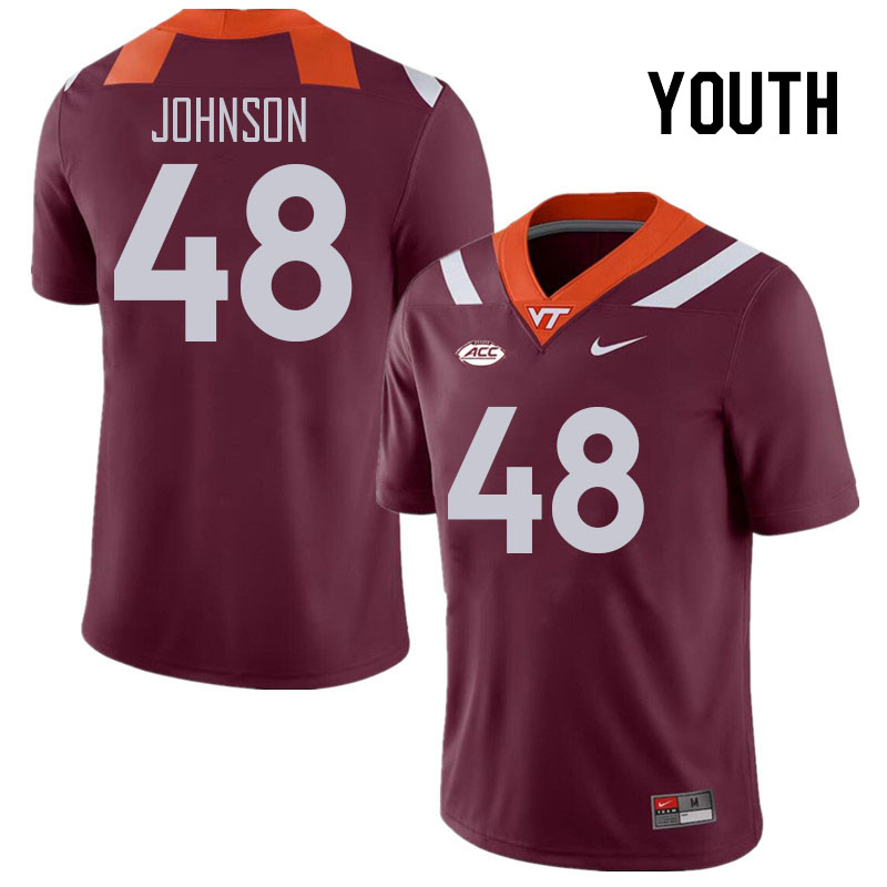 Youth #48 Matt Johnson Virginia Tech Hokies College Football Jerseys Stitched Sale-Maroon
